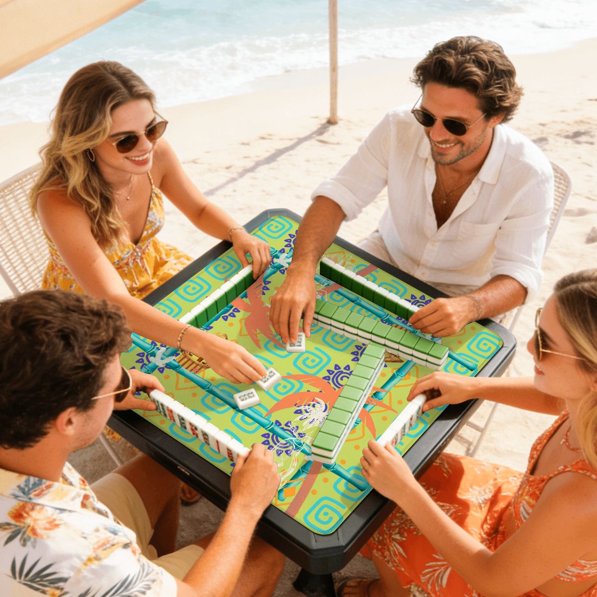 Aloha Polynesian Mini Travel Mahjong Mat (Ship Rolled up)