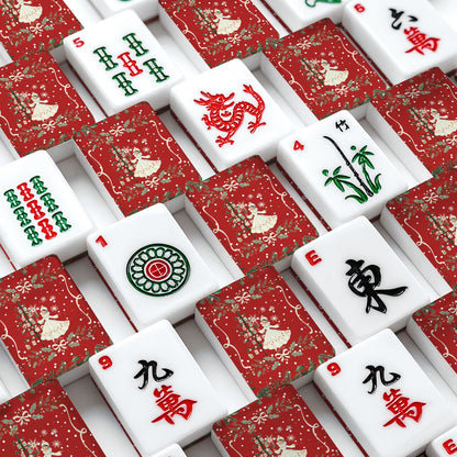 Whimsical Nostalgic Christmas American Mahjong Tiles And Carry Case Tote - Splash of Color Co.