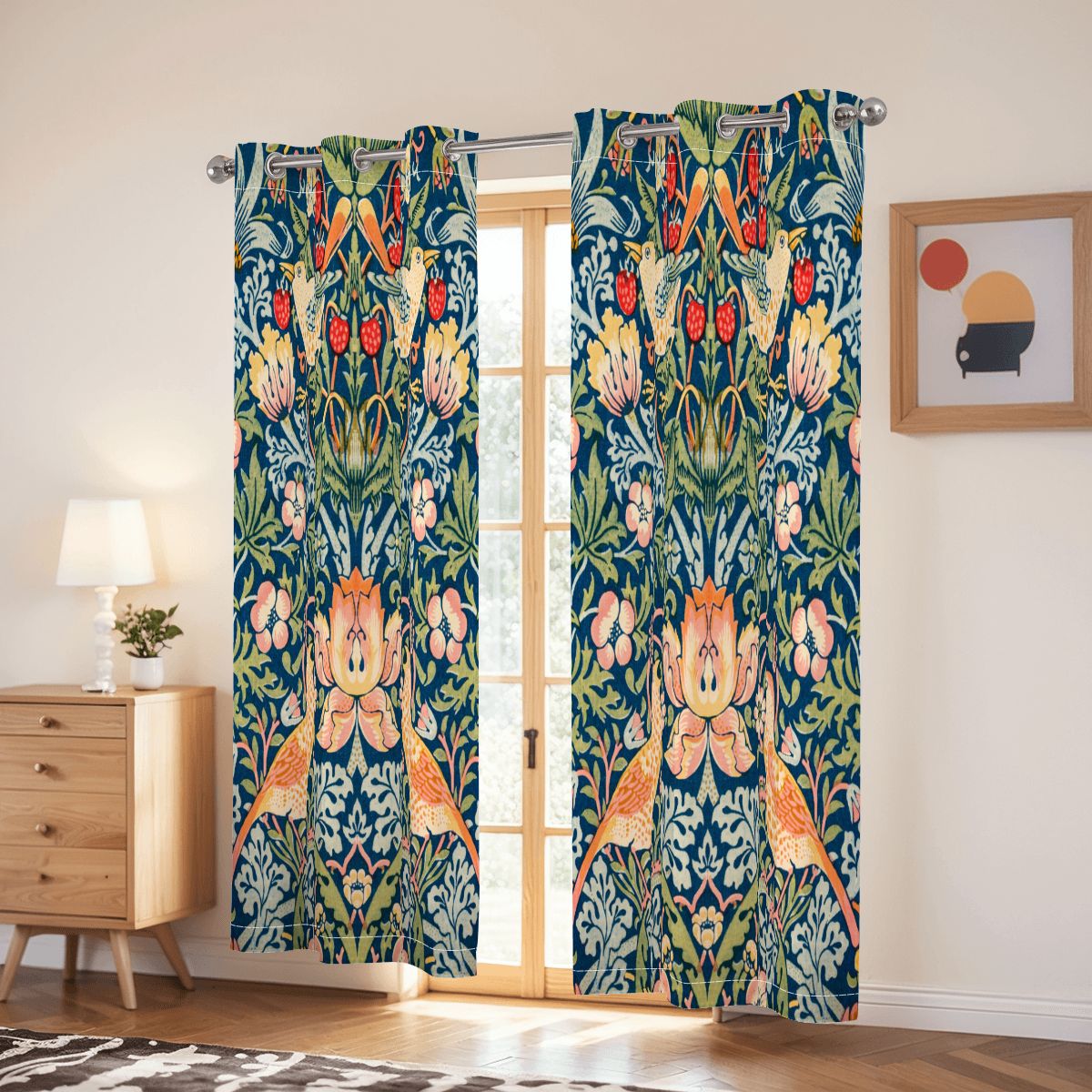 William Morris Inspired Strawberry Thief Black Out Curtains