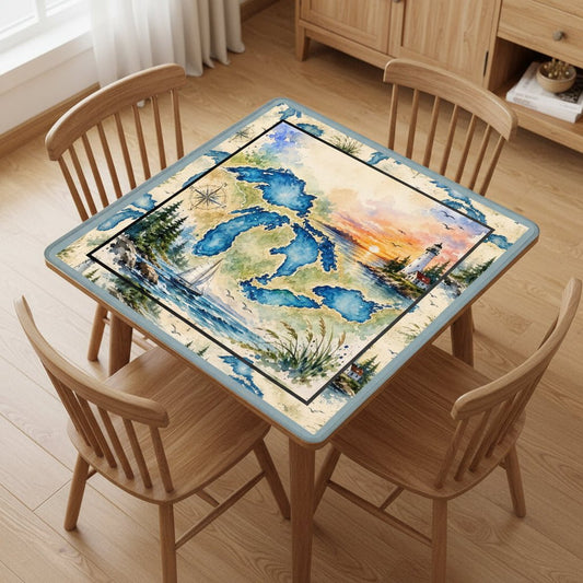 The Great Lakes Watercolor Custom Mahjong Mat - Splash Of Mahj And Color Co.