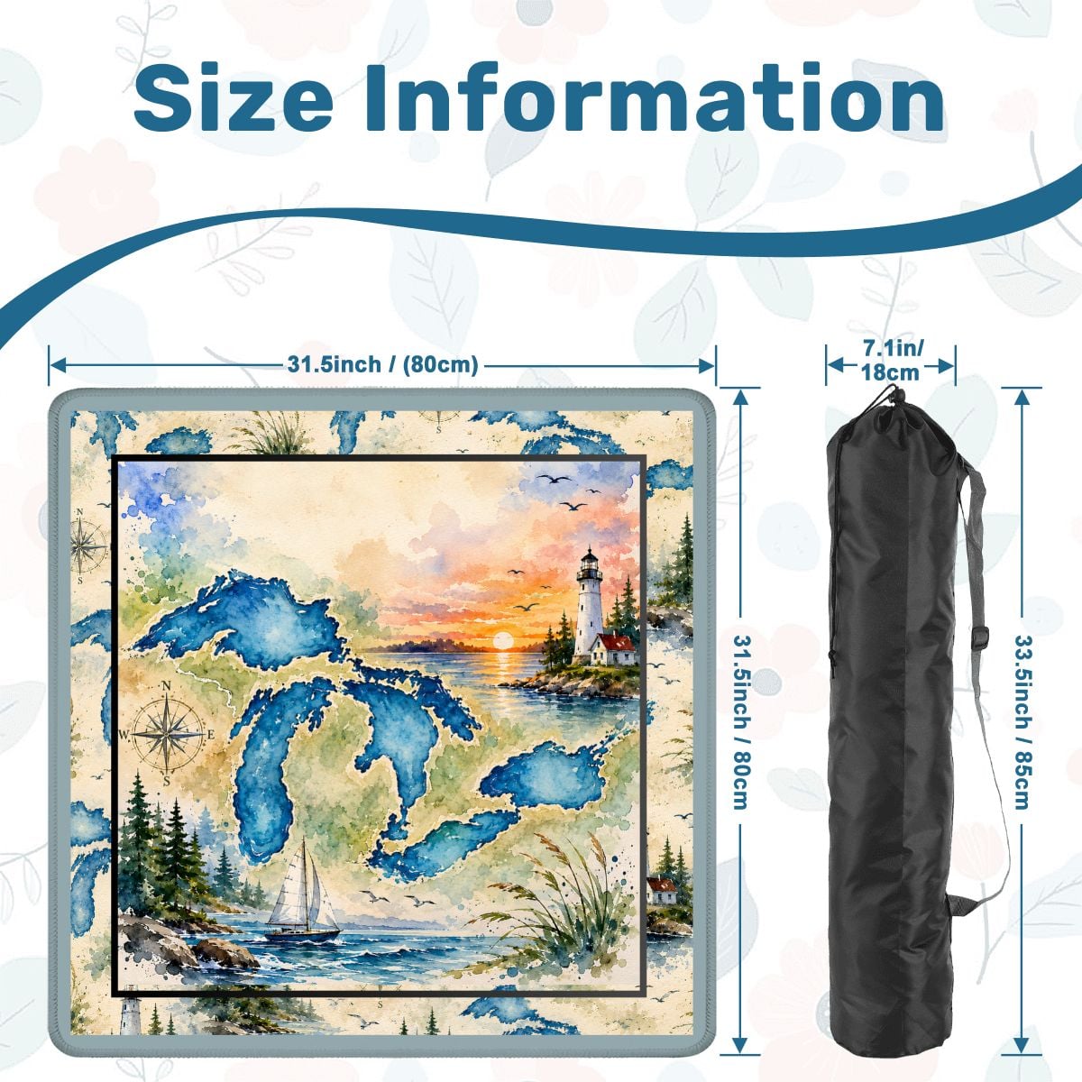 The Great Lakes Watercolor Custom Mahjong Mat - Splash Of Mahj And Color Co.
