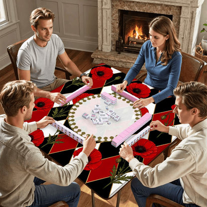 Harlequin Romance Red Poppy Play Mahjong Mat - Splash Of Mahj And Color Co.