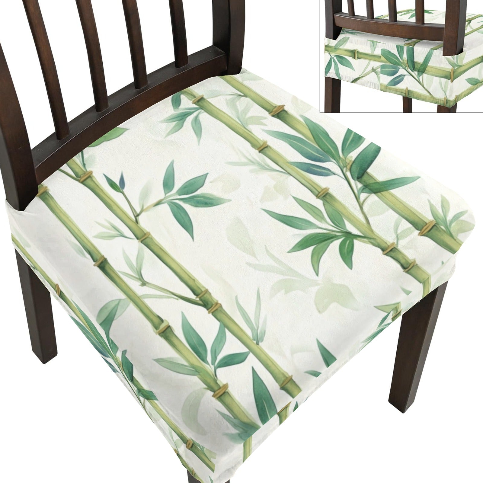 Asian Bamboo Designed Set Of Four Chair Pad Seat Covers - Splash of Color Co.