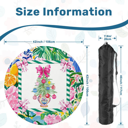 Chinoiserie Christmas Sunny Citrust Holiday Round Mahjong Mat