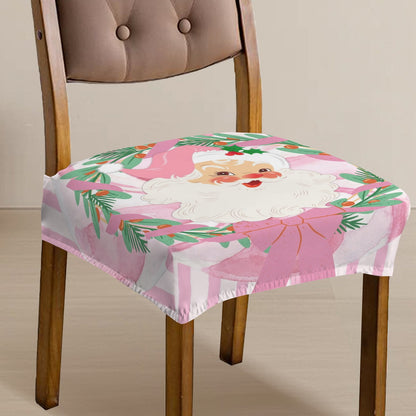 Vintage Santa Pink Green Striped Festive Christmas Chair Covers