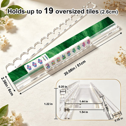 Emerald Green Extended Mahjong Rack Set of 4 Scalloped Magnetic Tile Pusher - Splash Of Mahj And Color Co.