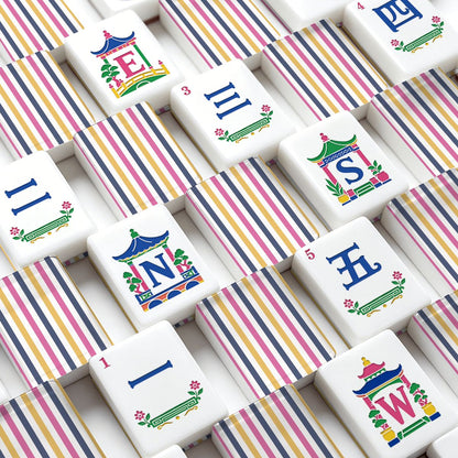 Preppy Pastel Striped American Chinoiserie Mahjong Tiles