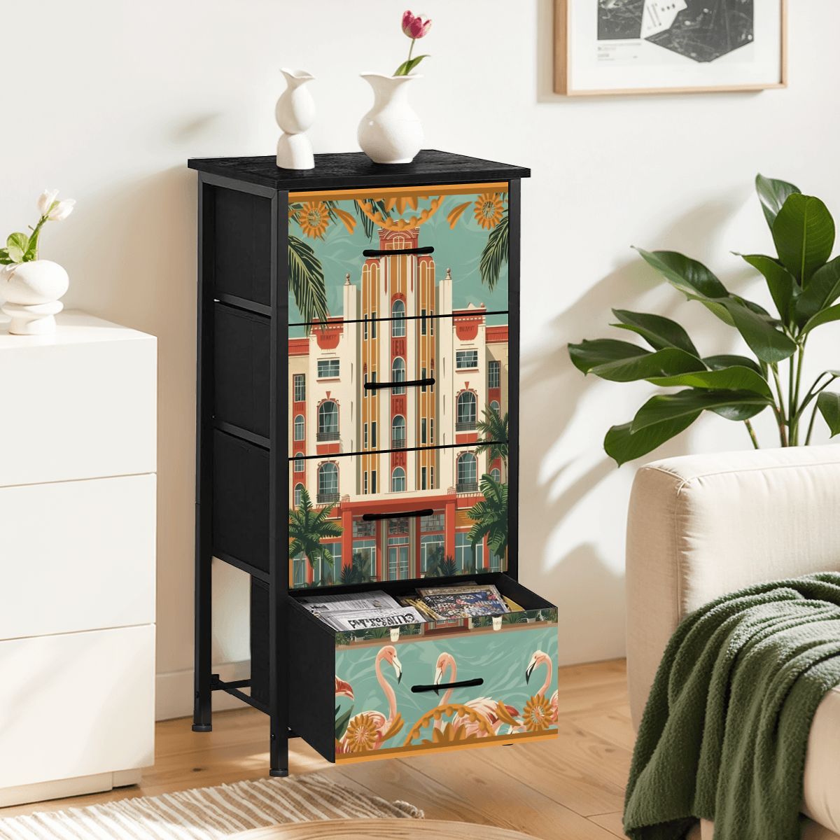 Art Deco Old World Florida 4 - Drawer Dresser - Splash of Color Co.