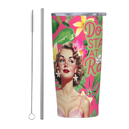 Funny Mahjong Tumbler, Don't Stare At My Rack Stainless Steel Insulated Tumblers with Lid & Straw