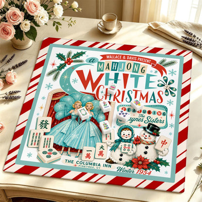 Mahjong White Nostalgic Christmas Haynes Sisters Mahjong Mat Sleek Surface