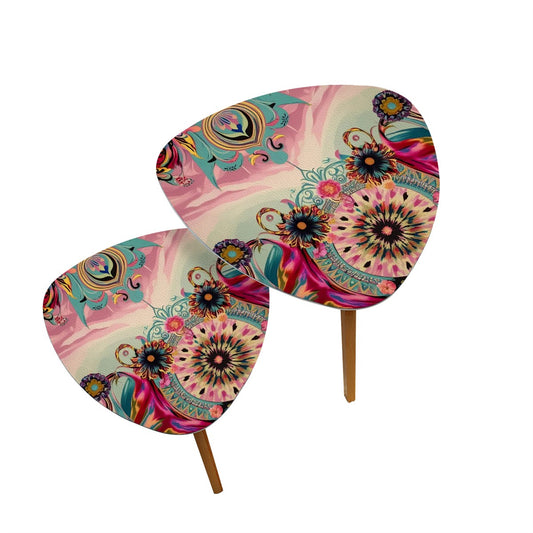 Bohemian Watercolor Bejeweled Tones Fusia Pink, Blue Boho Nesting Tables