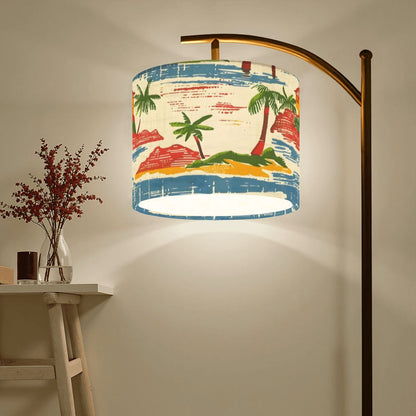 Vintage Floral Paradise  Heritage Collection Palm Trees And Beach Modern Arc Floor Lamp
