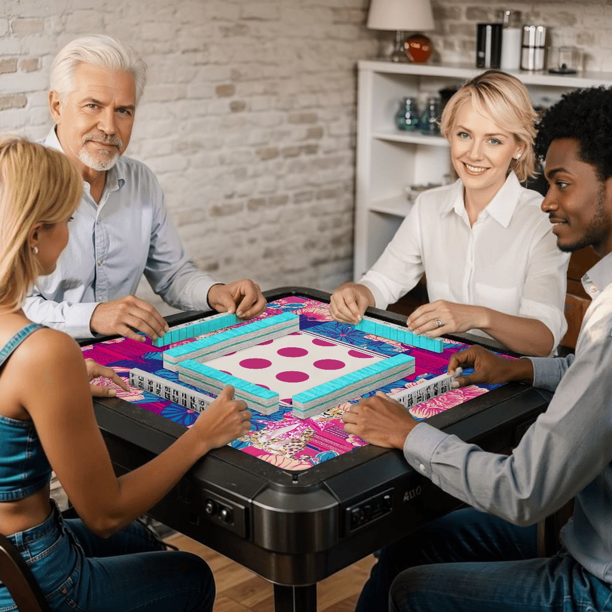 Cheetah Dynasty Pink Pagoda Mahjong Mat - Splash of Color Co.
