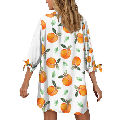 Let's Mahj Y'all Summer Peaches Women's Cardigan Shirt Three - Quarter Sleeve - Splash of Color Co.