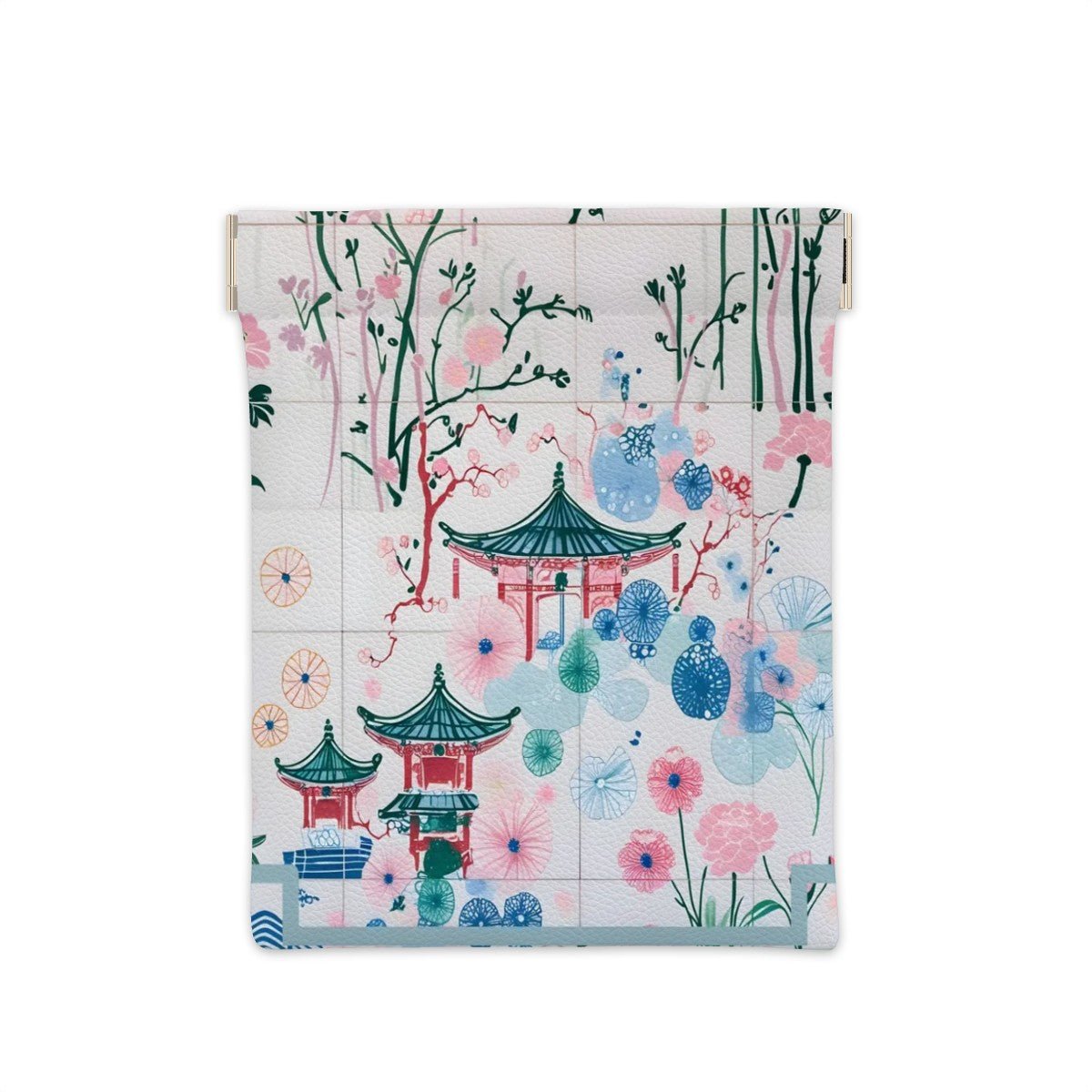 Asian Floral Watercolor Jade Mahjon Leather Dice, Coin Purse - Splash of Color Co.