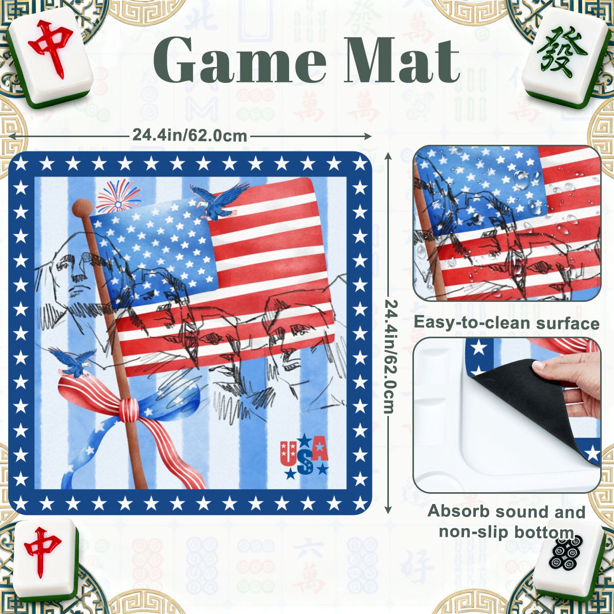Portable Travel All Americana Mahjong Mat And Foldable Mahjong Table - Splash of Color Co.