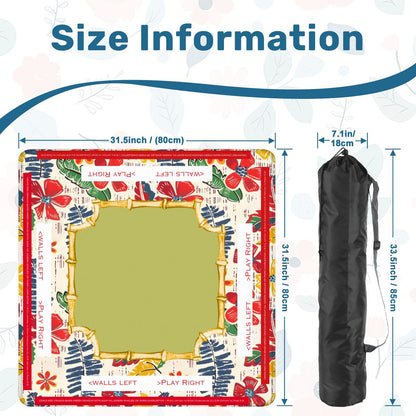 Mahjong Mat Floral Heritage Instructional Learning Mat Blue, Green Yellow Preppy Mahj Mat