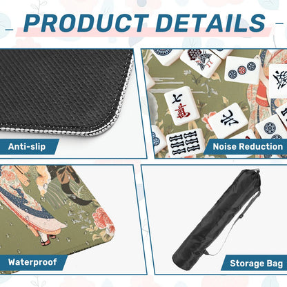 Asian Floral Geisha Girl Mahjong Mat 33"x33 - Splash of Color Co.