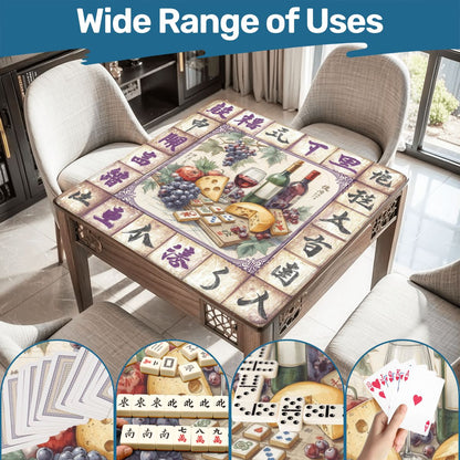 Mahjong Wine Mat, Cheese And Wine Mahj Night Game Mat - Splash of Color Co.