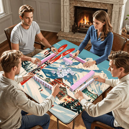 Alpine Ski Lodge Mahjong Winter Play Mat - Splash Of Mahj And Color Co.