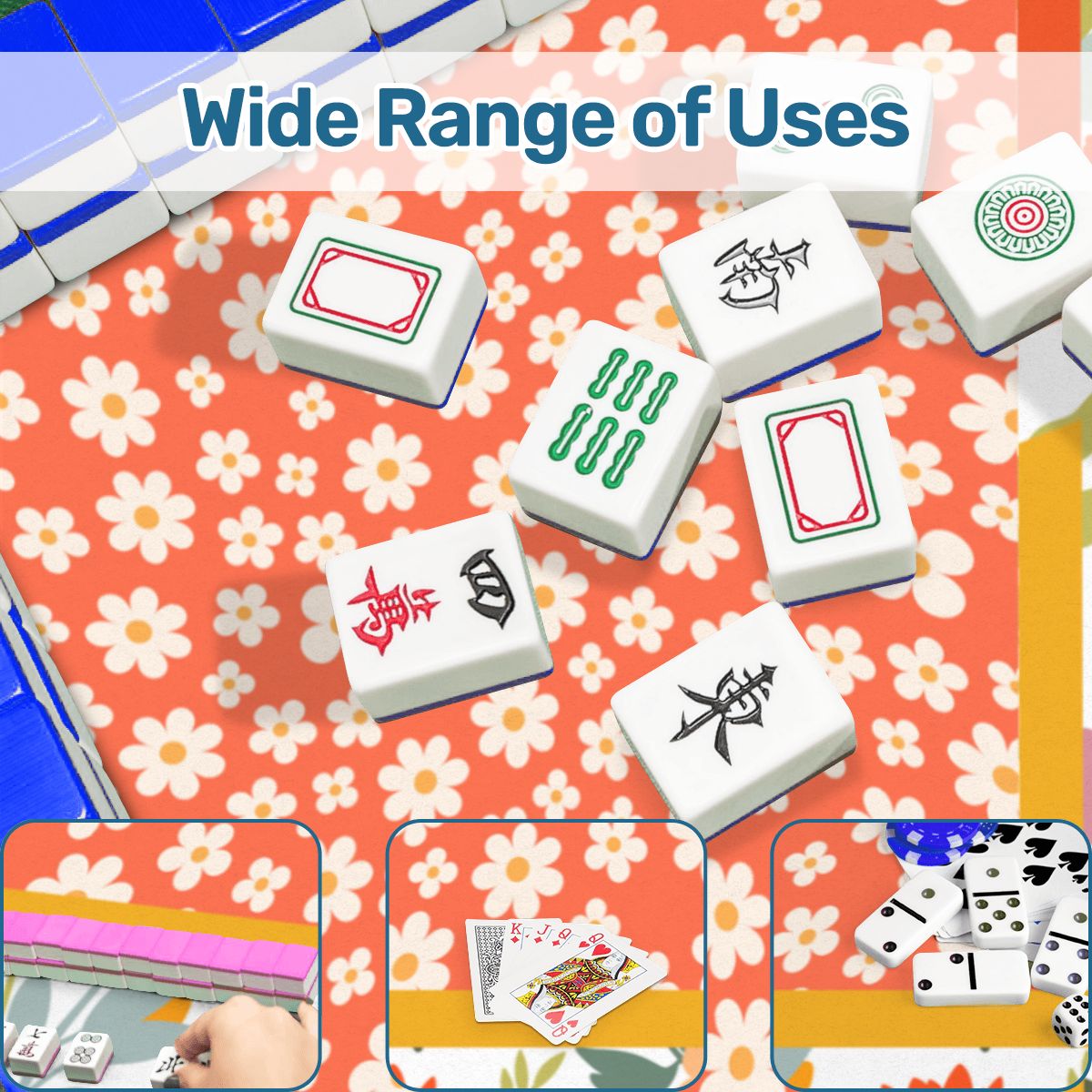 Modern Daisy Preppy Sunshine Scalloped Mahjong Mat - Splash of Color Co.