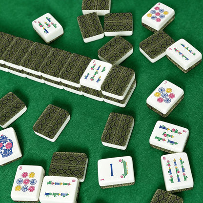 Snake Skin Green Chinoiserie American Mahjong Tiles And Carry Case