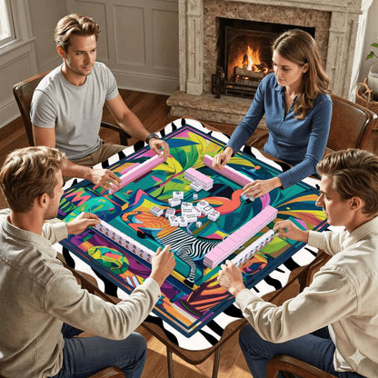 Wild Thang Animal Safari Scalloped Mahjong Mat - Splash of Color Co.