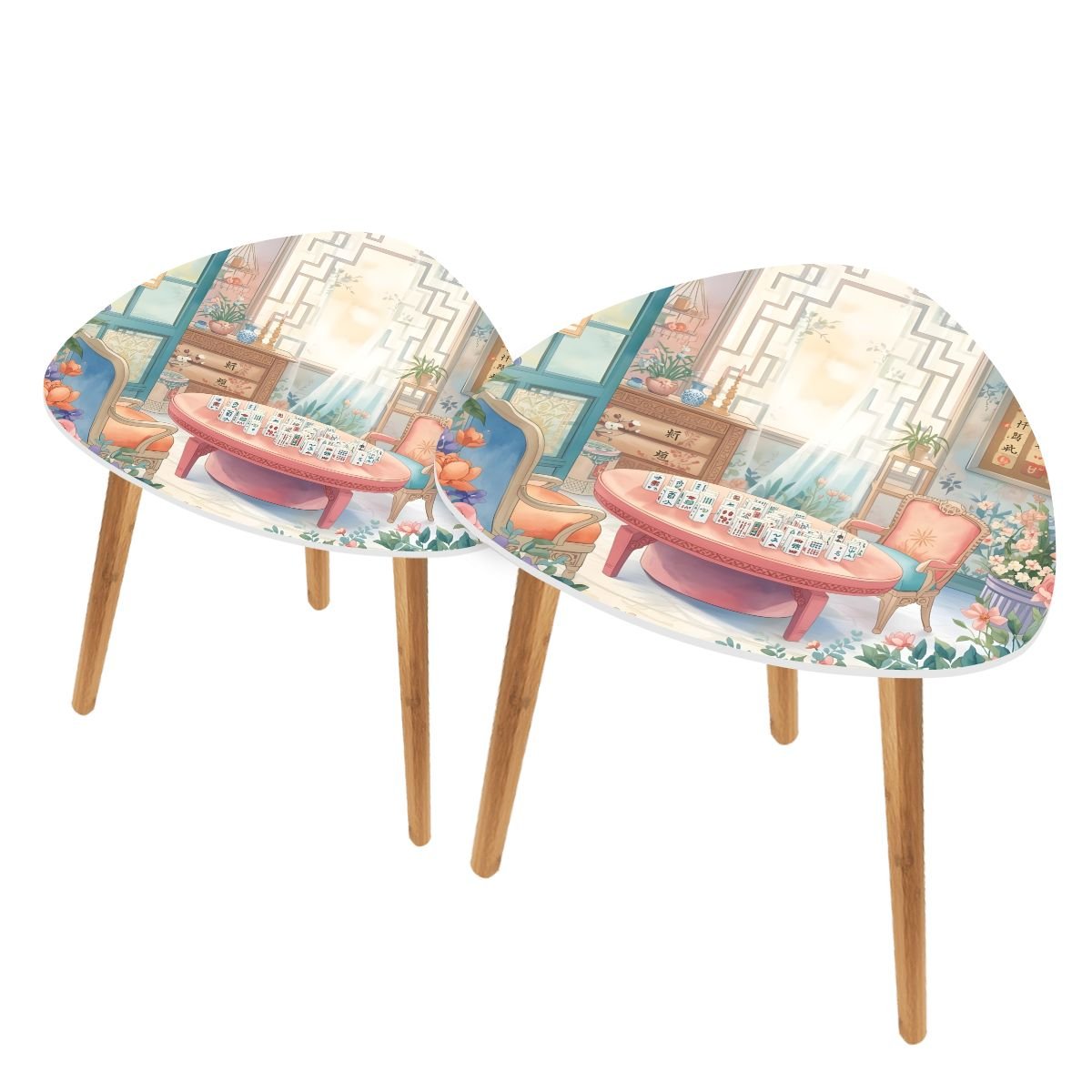Mahjong Garden Tea Room Modern Nesting Tables - Splash of Color Co.