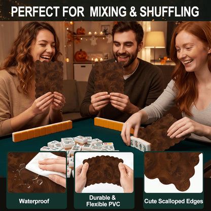 Faux Leather Tuscan Scalloped Mahjong Shuffler Cards  Set of 4