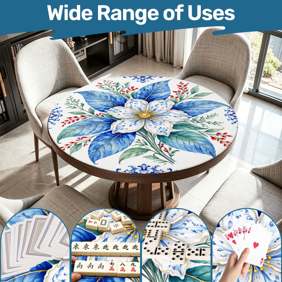 Tobacco Leaf Winterberry Round Mahjong Mat