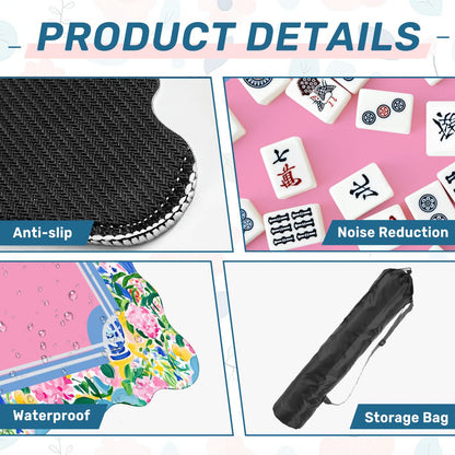 Floral Chinoiserie Preppy Pastel Scalloped Mahjong Mat - Splash of Color Co.