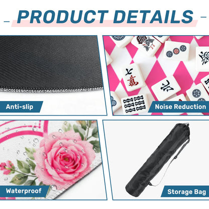 Harlequin Romance Hot Pink Vintage Floral Round Mahjong Mat