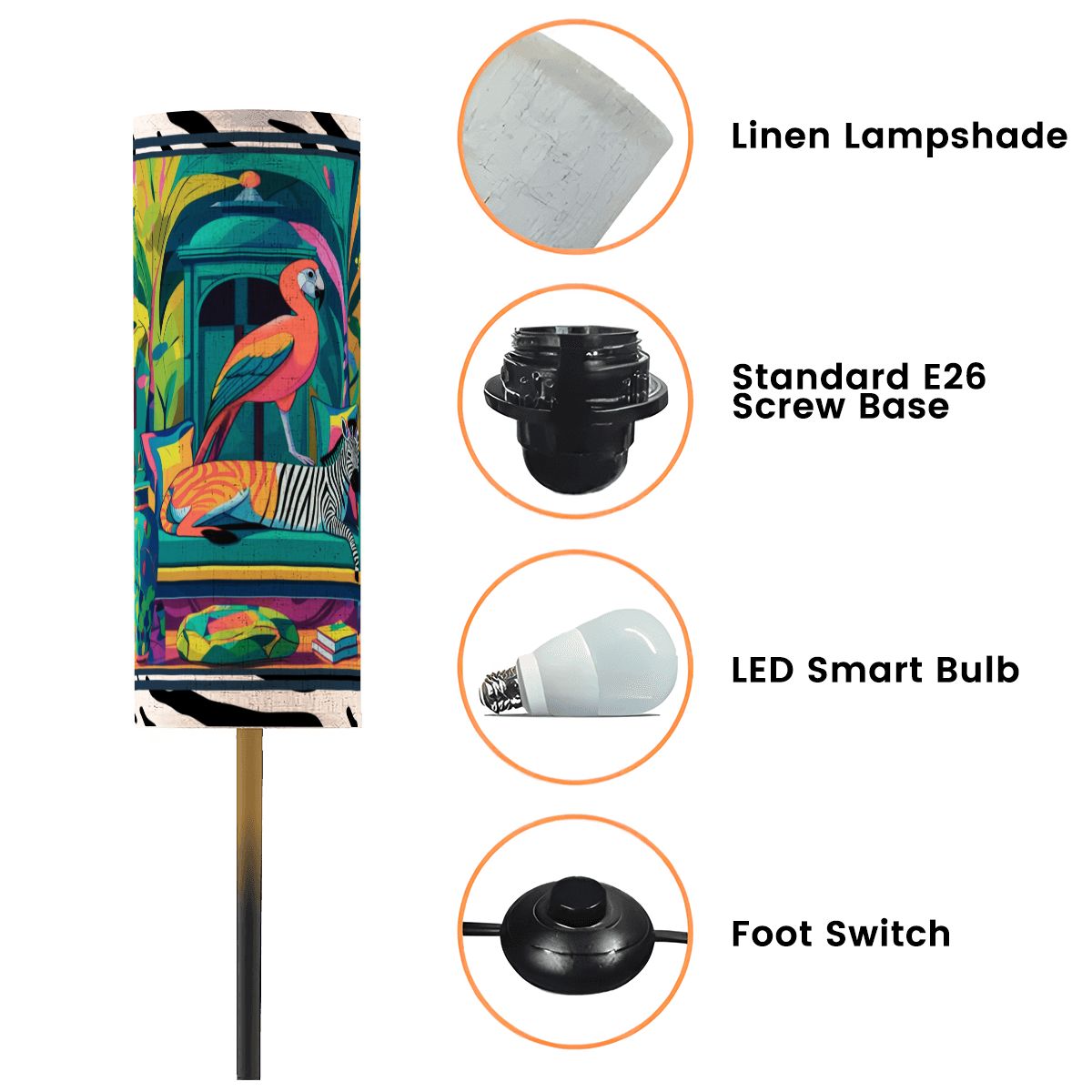 Wild Thang Zebra Print Modern Book Nook Floor Lamp - Splash of Color Co.