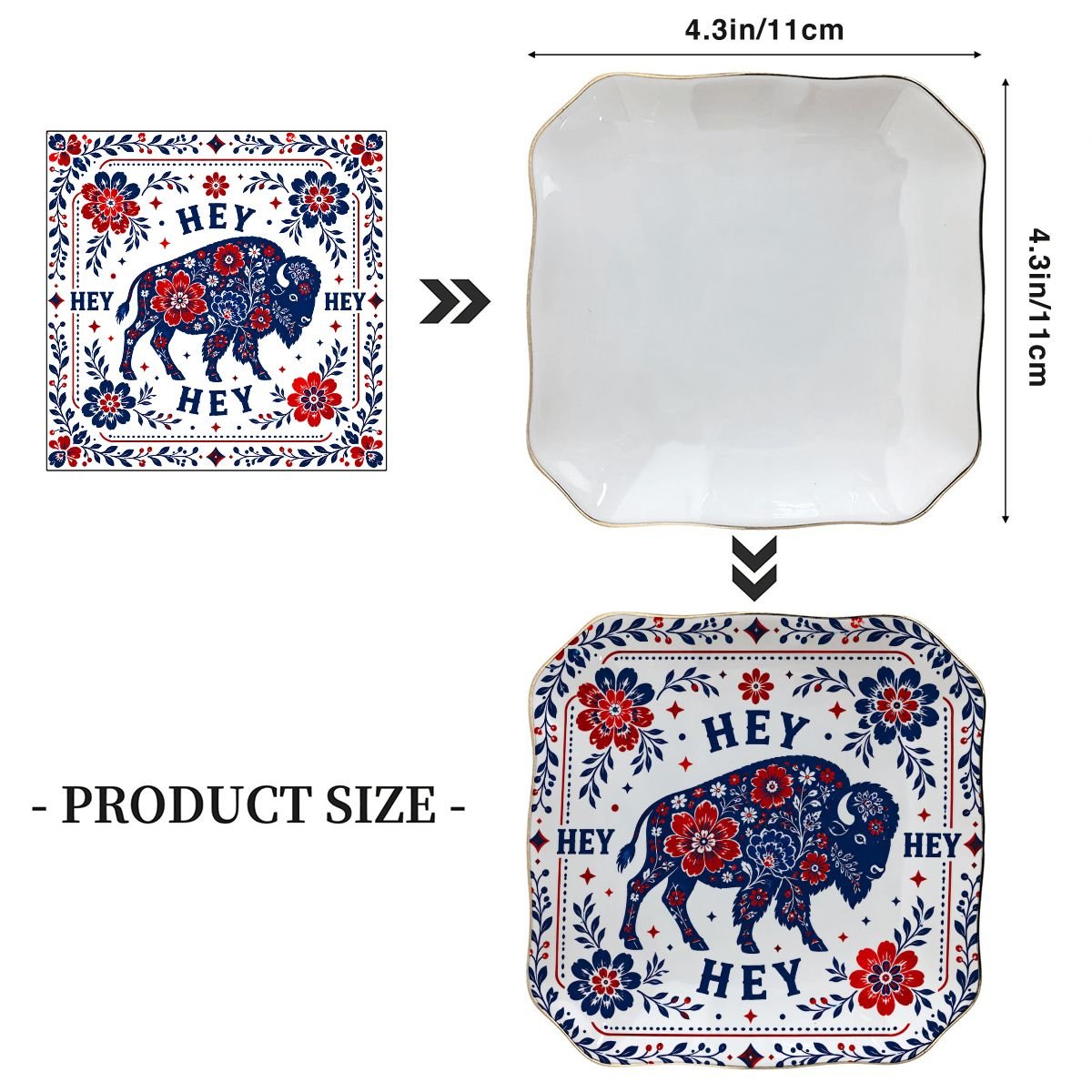 Hey Hey Hey Buffalo Football Fan Scalloped Ceramic Mahjong Dice Tray