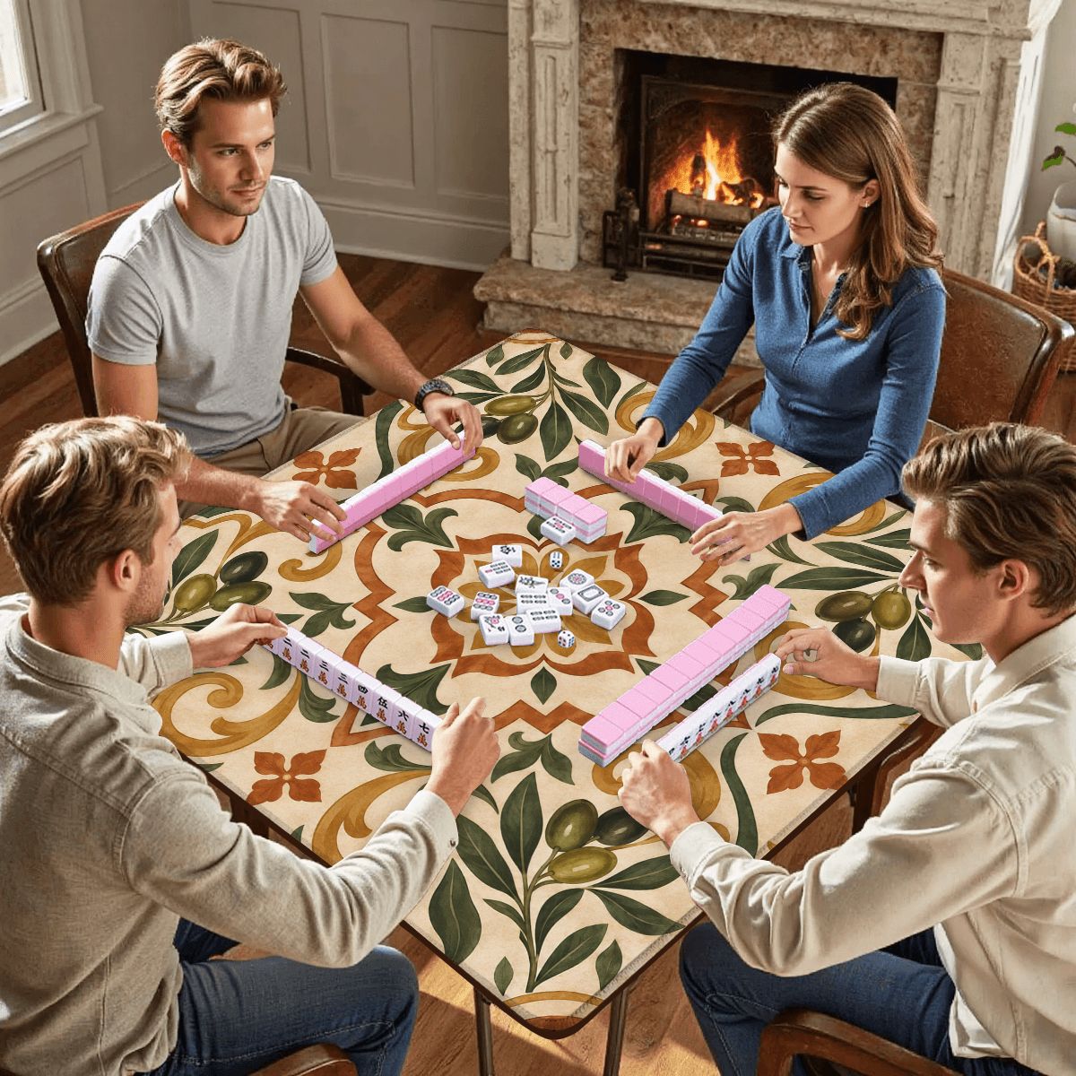 Old World Tuscan Mediterranean Charm Mahjong Mat - Splash Of Mahj And Color Co.