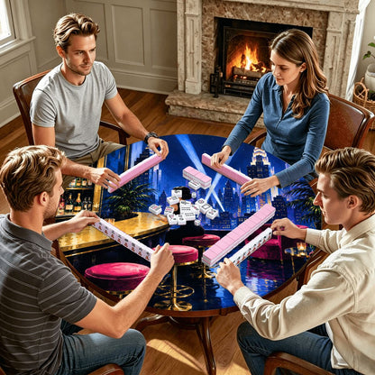 Midnight At The Oasis Art Deco Glam Round Mahjong Mat