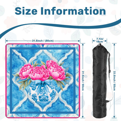 Mahjong Chinoiserie Mat, Pink Blue, The Peony - Powered Prosperity Pad - Splash of Color Co.