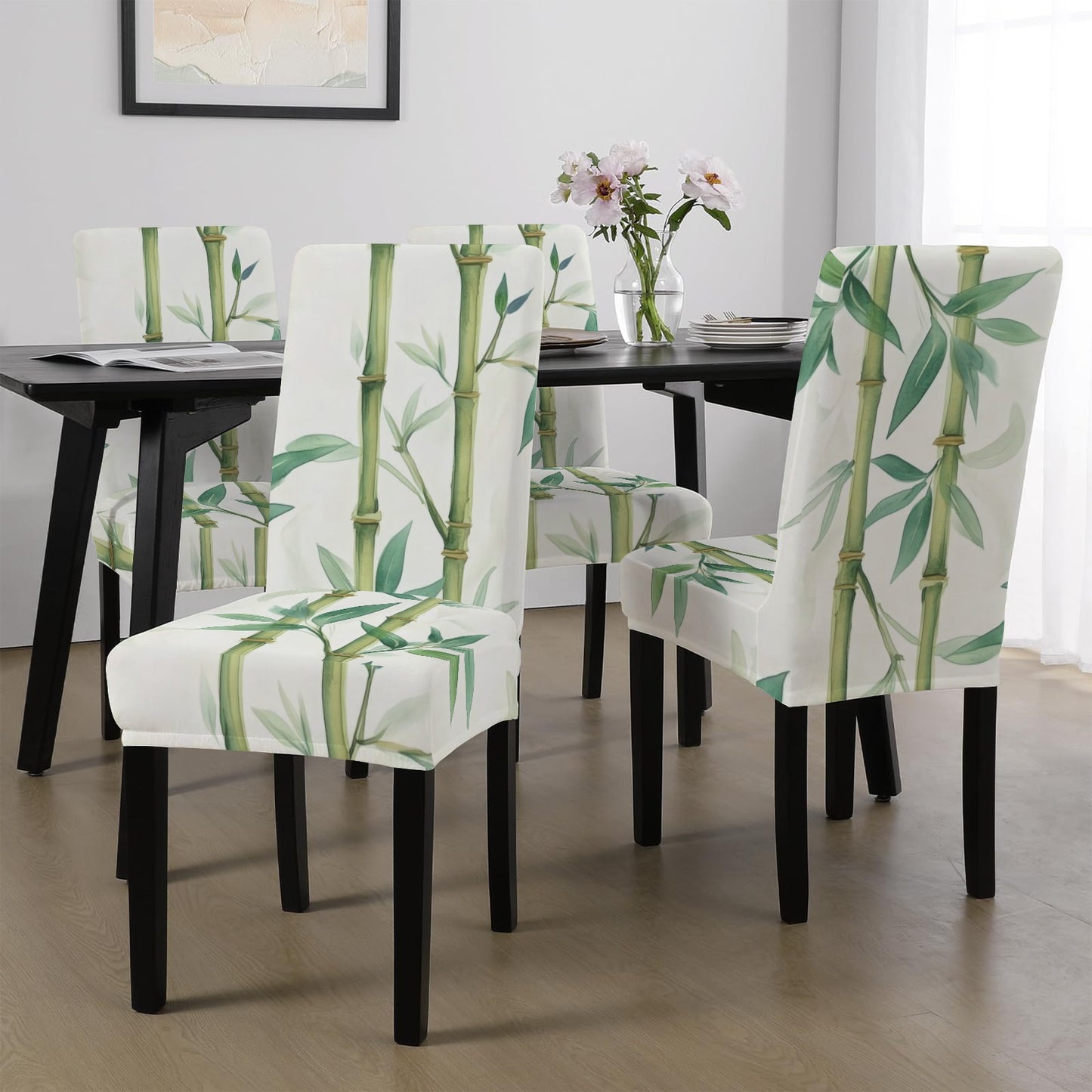 Watercolor Bamboo Asian Zen Garden Tile Chair Covers - Splash of Color Co.