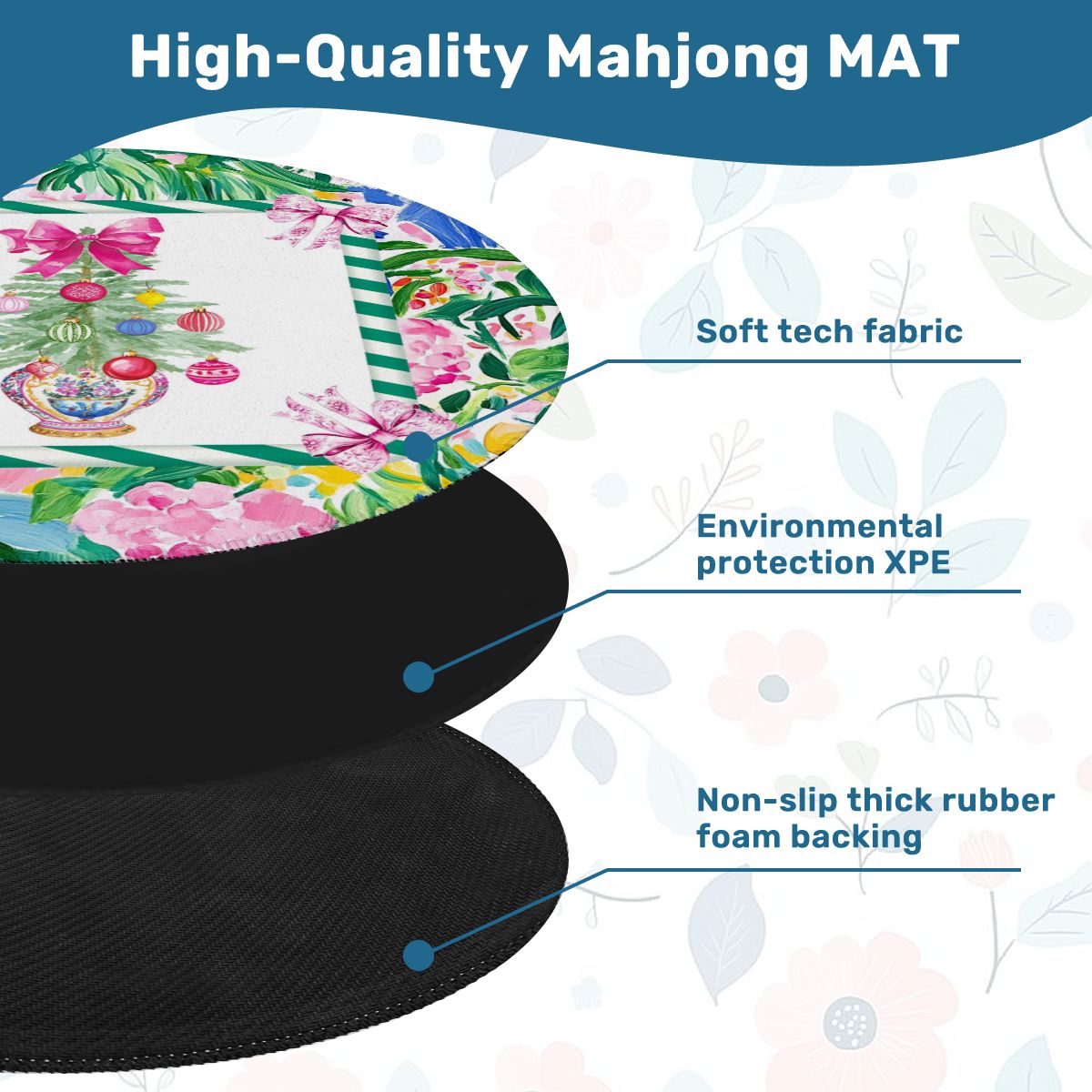 Chinoiserie Christmas Sunny Citrust Holiday Round Mahjong Mat