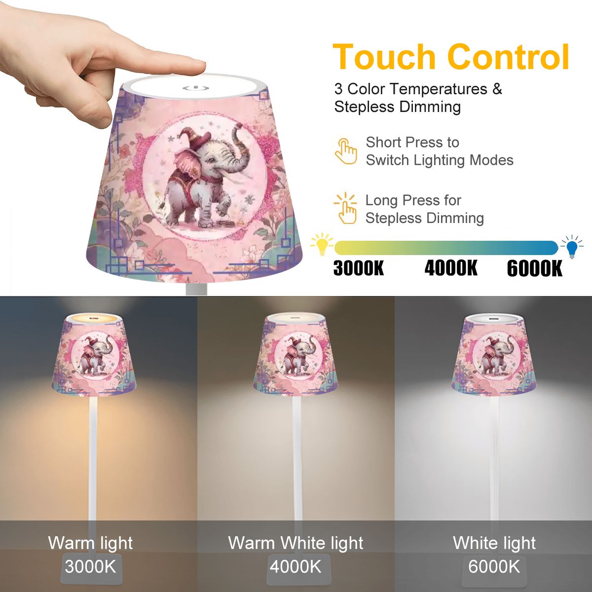 Tilley Tusk Whimsical Mahjong LED Cordless Table Lamp - Splash of Color Co.