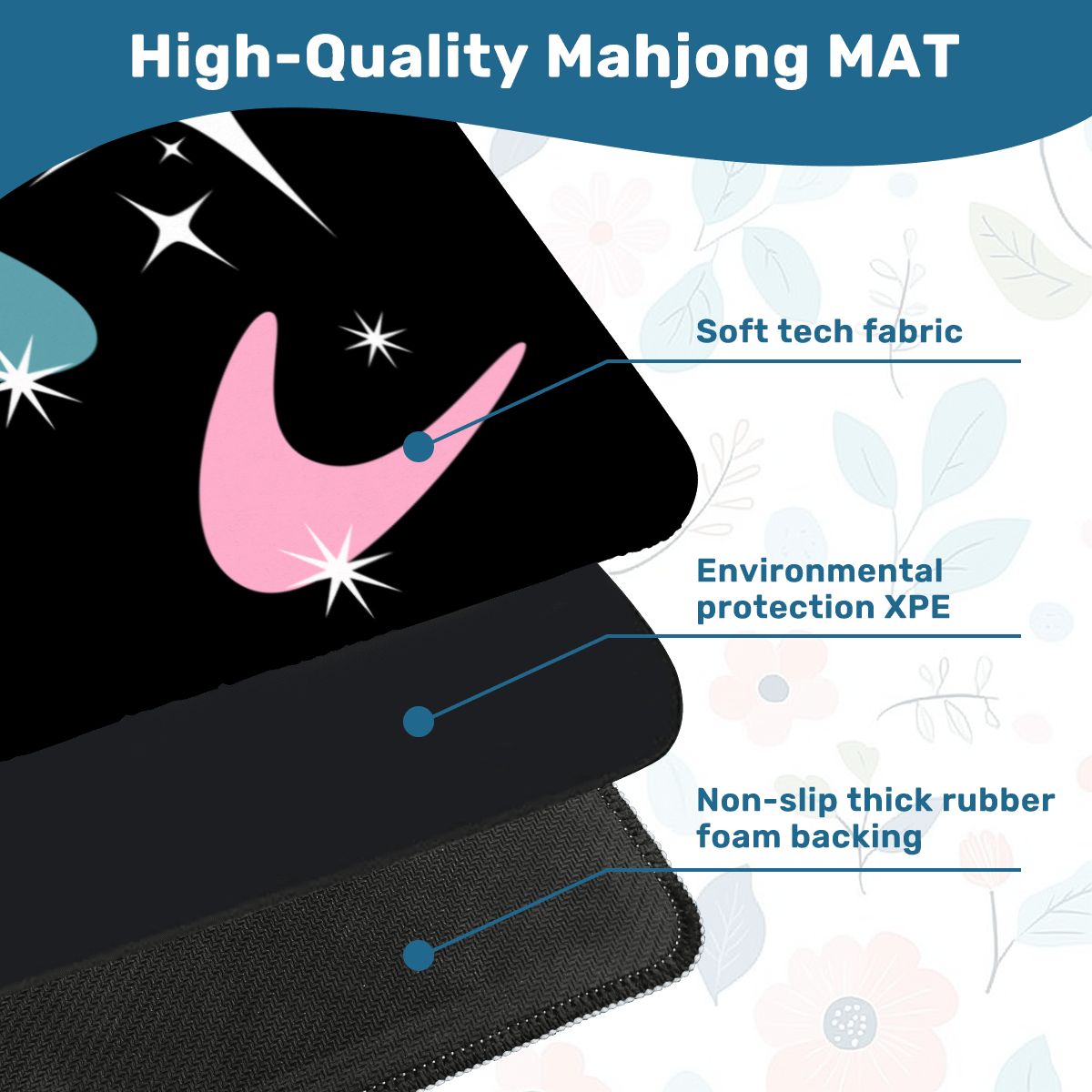 Sky Rockets In Flight Modern Black Mini Mahjong Mat - Splash of Color Co.