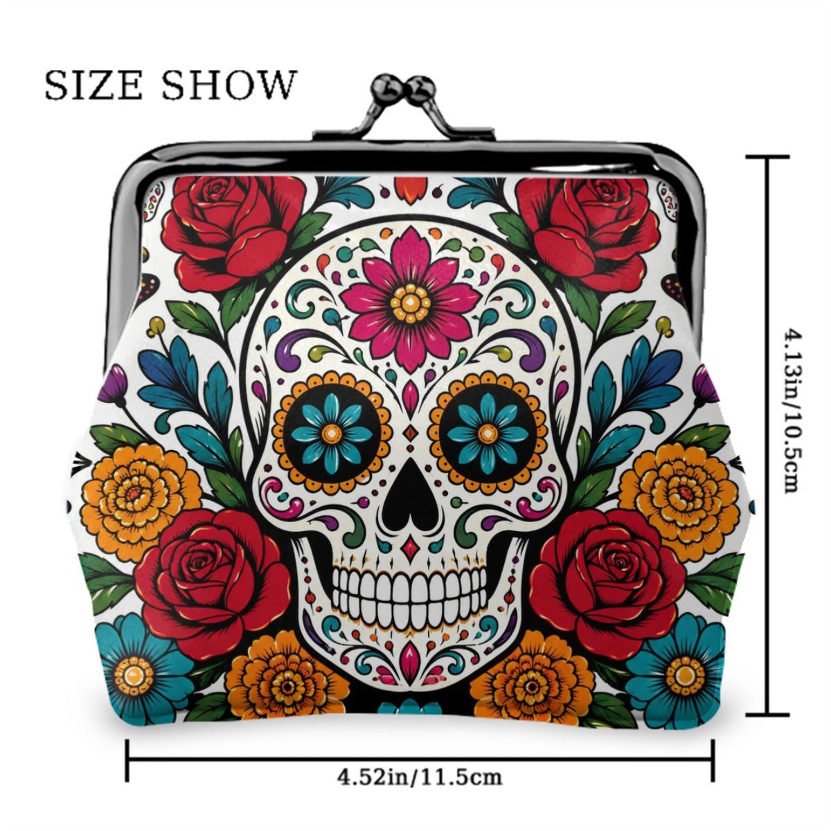 Day Of The Dead Women's Leather Kiss Lock Coin Purse - Splash Of Mahj And Color Co.