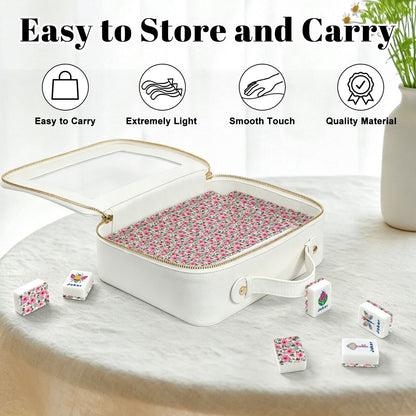 Passion Pink Hibiscus Floral Garden Mahjong Tiles And Carry Case