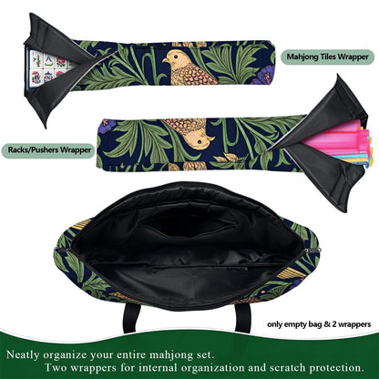 William Morris Inspired Quilted Mahjong Bag Set 3 Pcs - Splash Of Mahj And Color Co.