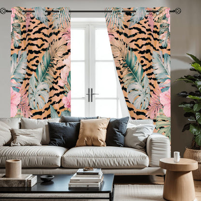 Jungle Love Chinoiserie  Tropical Tiger Blackout Curtains