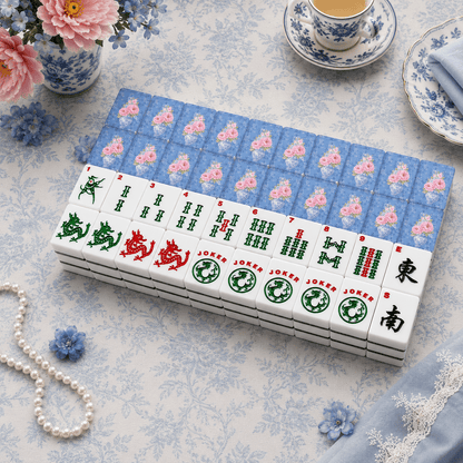 Chinoiserie Ginger Jar Peonies In Bloom American Mahjong Tiles And Carry Case - Splash Of Mahj And Color Co.