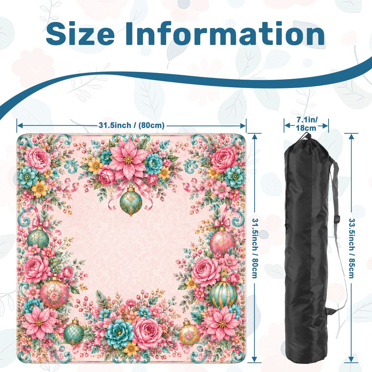 Christmas In Full Bloom Pink, Aquas, Mahjong Holdiay Mat - Splash Of Mahj And Color Co.