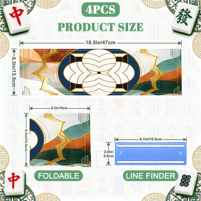 Art Deco Gilded Marbled Design 4 Mahjong Card Holder with Line Finder - Splash of Color Co.