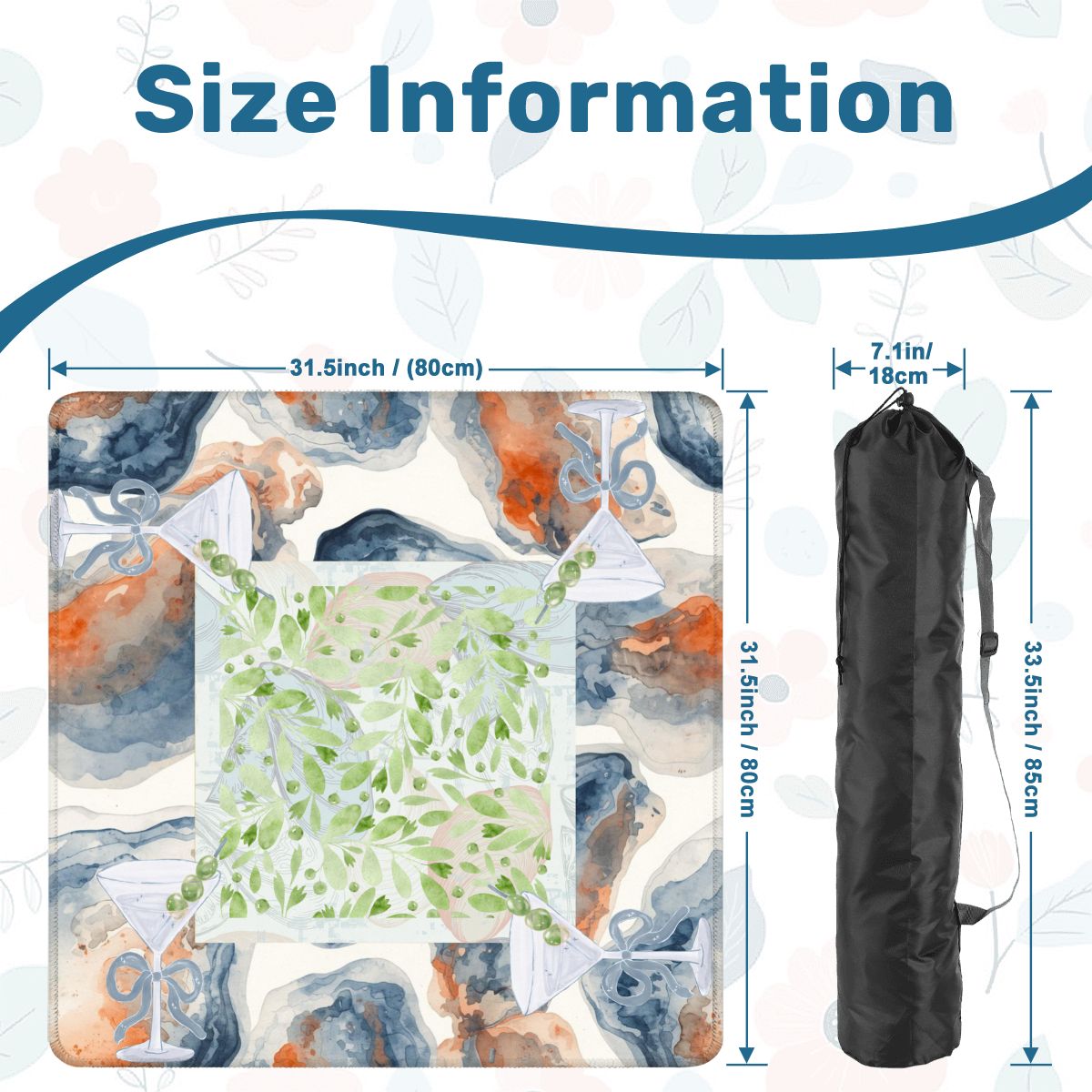 Tinis And Oysters Watercolor Mahjong Mat