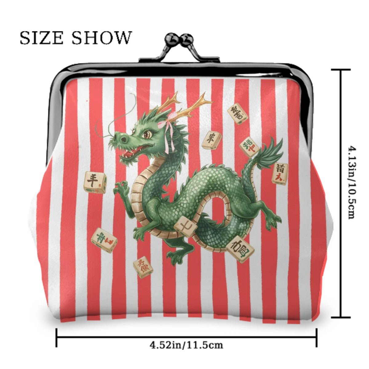 Dragontales Mahjong Women's Leather Kiss Lock Coin Purse - Splash Of Mahj And Color Co.